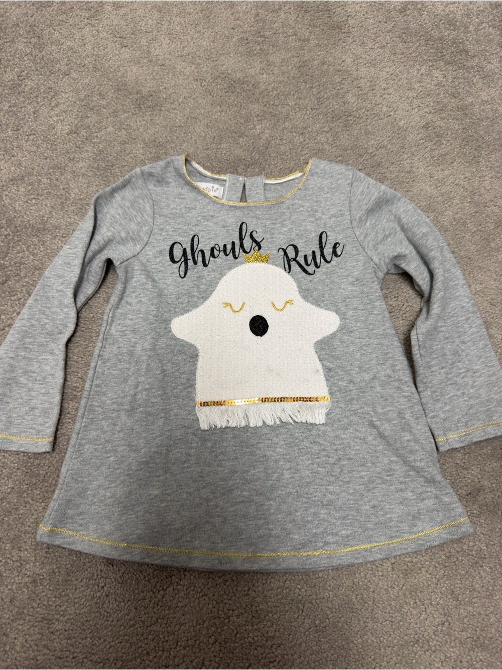 Girls Mud Pie Grey 'Ghouls Rule' Ghost Top 2-3T